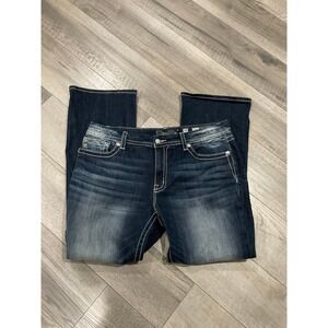 Miss me mid rise easy boot jeans with angel wings size 34